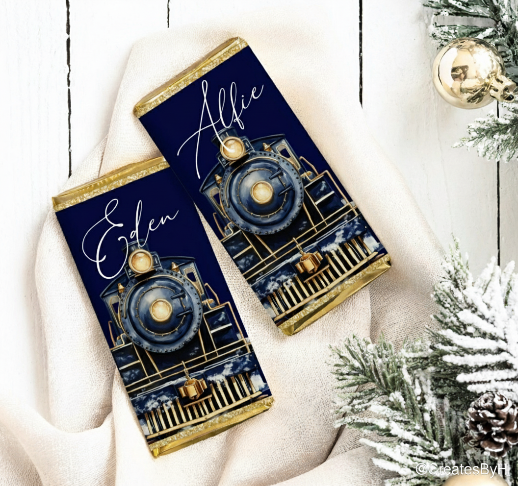 Personalized Chocolate Bar - Blue Train