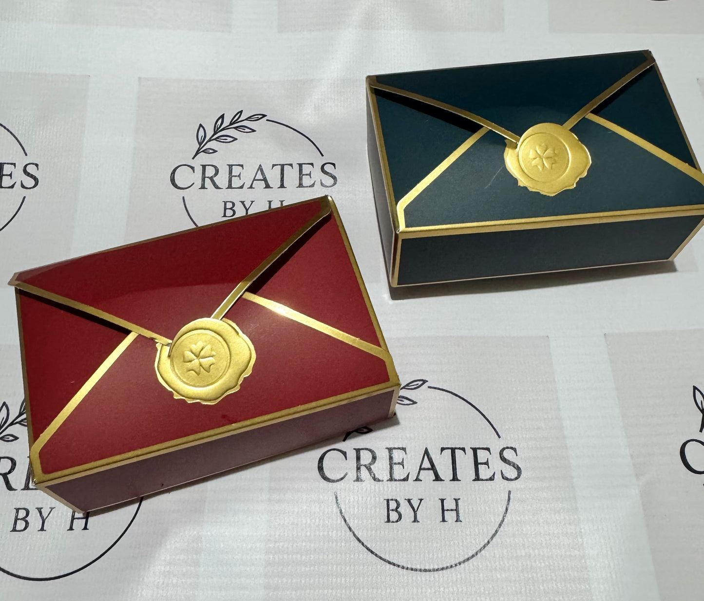 Personalized gift boxes with gold wax seal