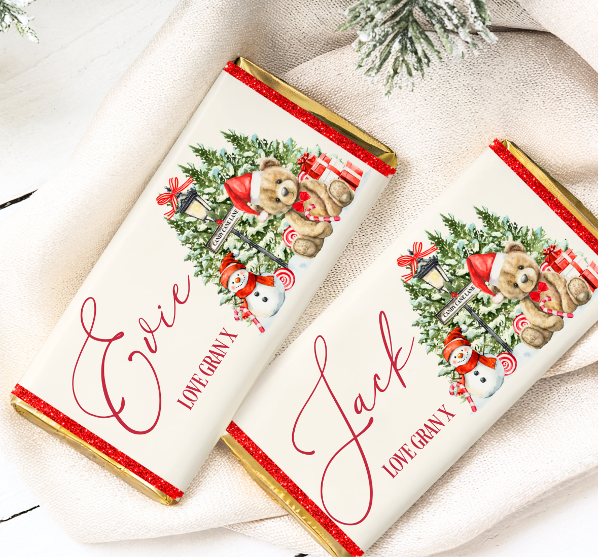 Personalized Chocolate Bar - Teddybear Scene