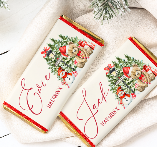 Personalized Chocolate Bar - Teddybear Scene