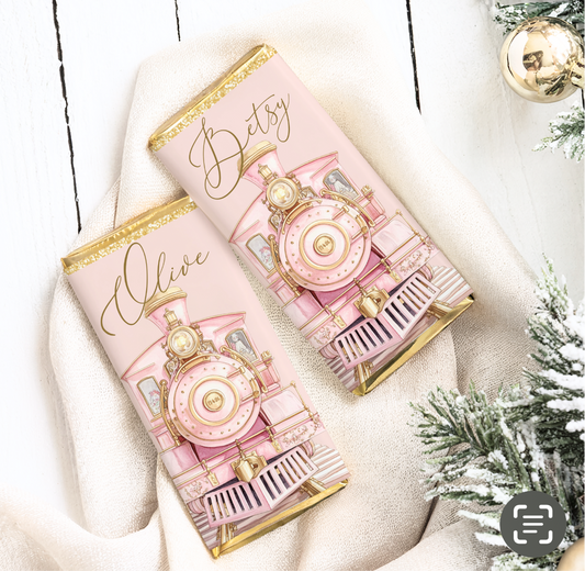 Personalized Chocolate bar - Pink Train