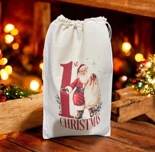 1st Christmas Drawstring bag